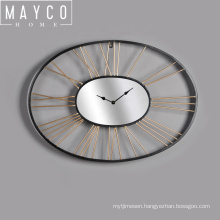 Mayco Home Decoration Latest Design Metal Oval Wall Clock Arts Decor for Living Room